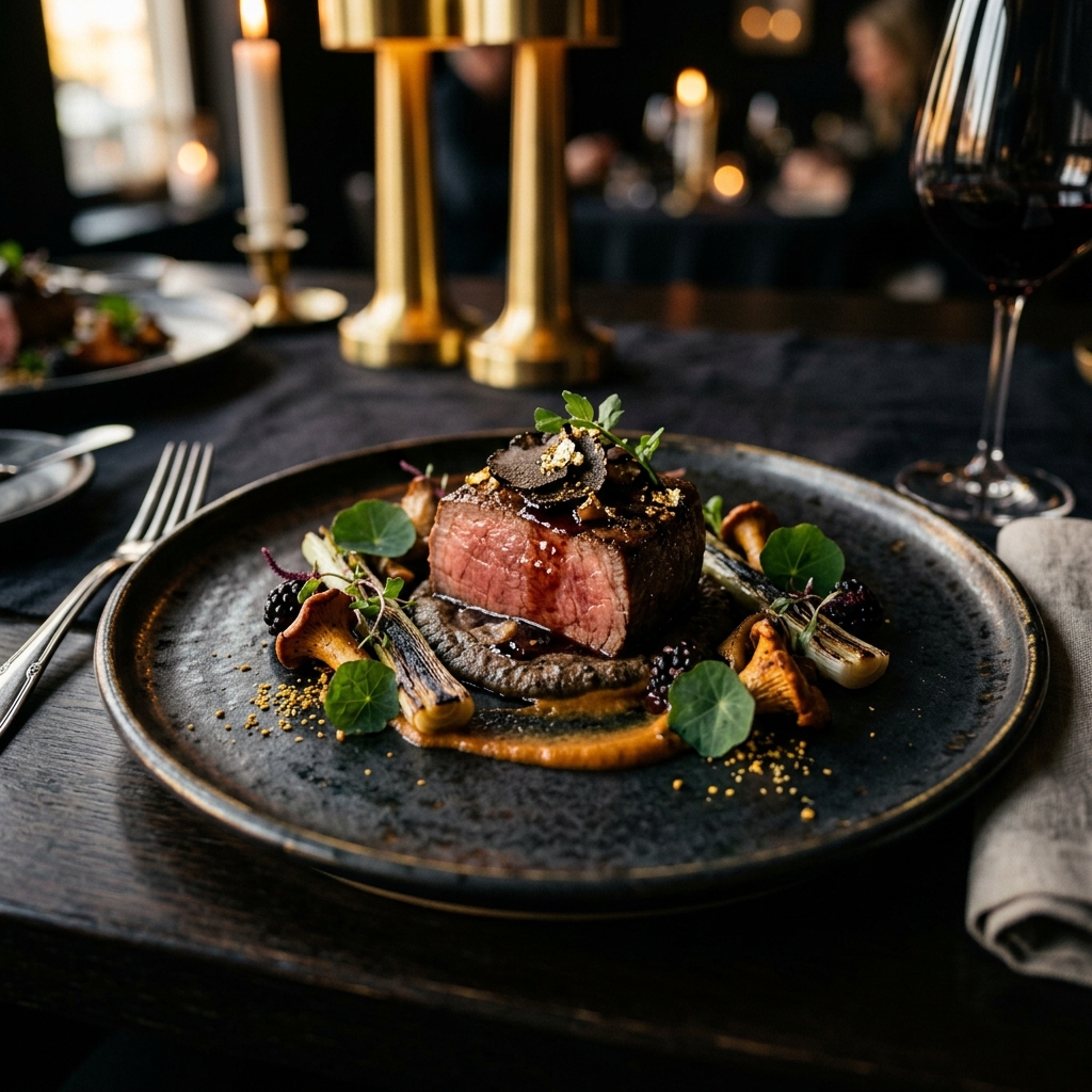 Plato gastronómico de alta cocina con presentación artística de Narrativo Chef
